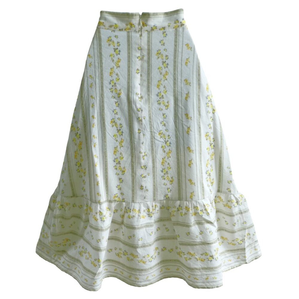LiNeN Antonio Melani Country Muriel Floral Midi Skirt Prairie Ruffle Hem Cottage - Picture 2 of 7